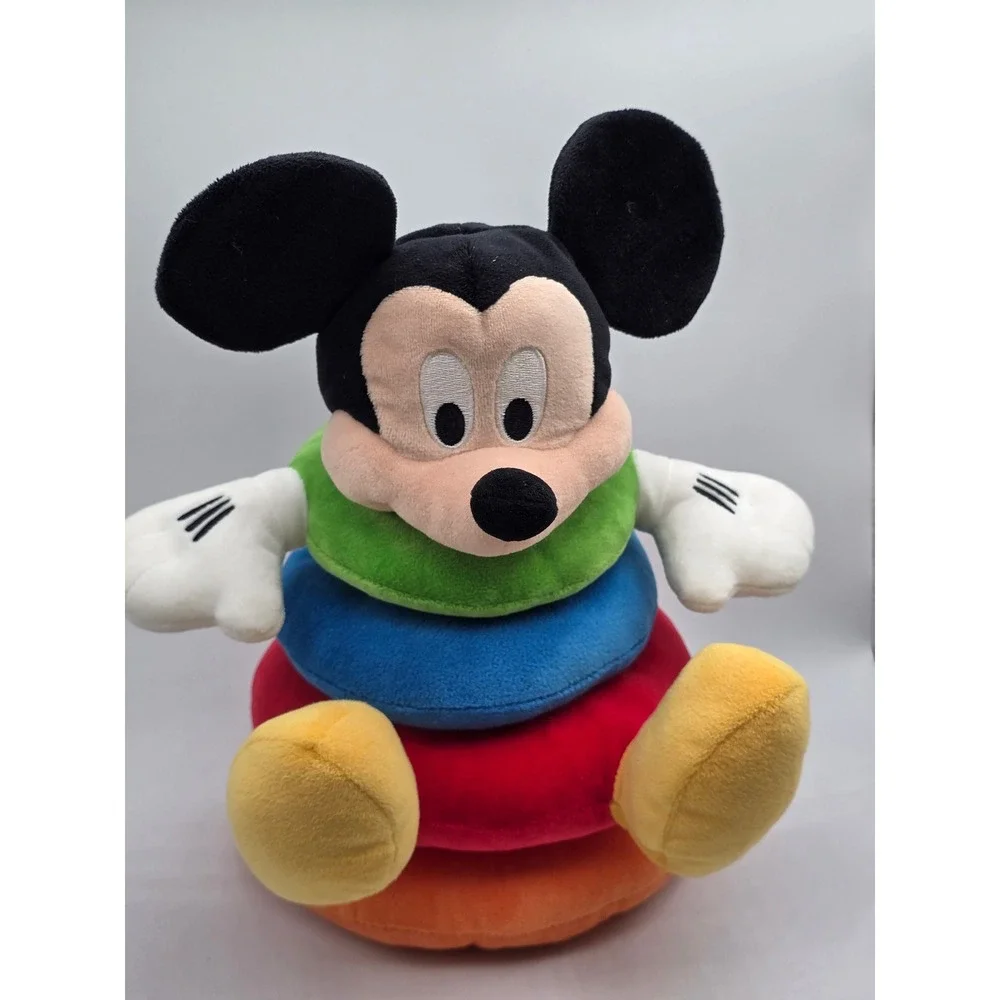 Disney Mickey Mouse Plush Stacking Rings Toy Colorful Sensory Development Baby